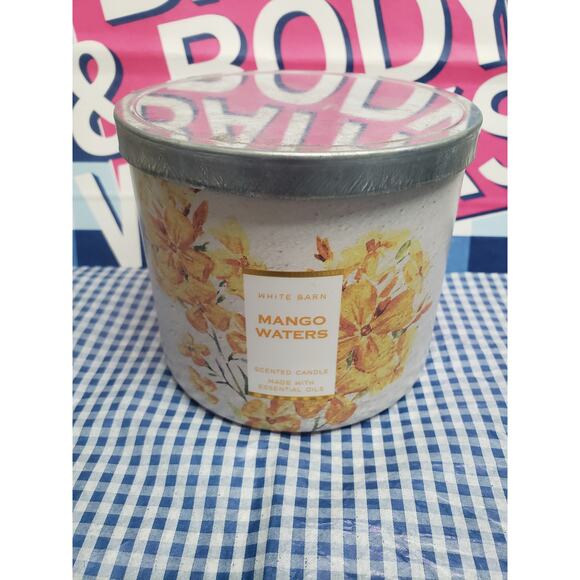 BBW Mango Waters Floral Design Jar Large 3 Wick Candle Home Fragrance - Picture 1 of 2